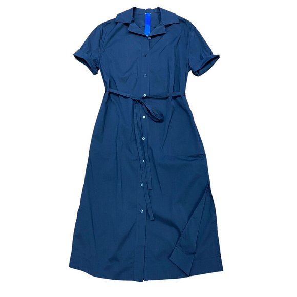 Kit & Ace Midi Shirt Dress XS / S Blue Belted Pockets Cotton - Picture 1 of 5